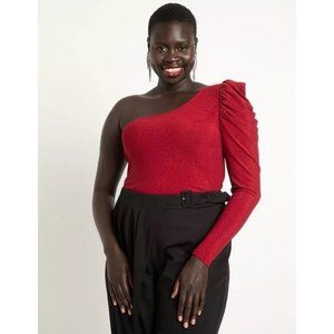 ❤️ NEW Eloquii Red One Shoulder Lurex Top 18-20